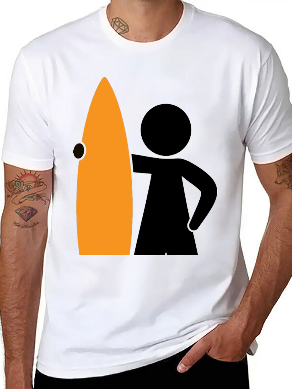 A Surfer With His Surfboard Timeless Short Sleeve Tee – Comfy And Minimalist Design