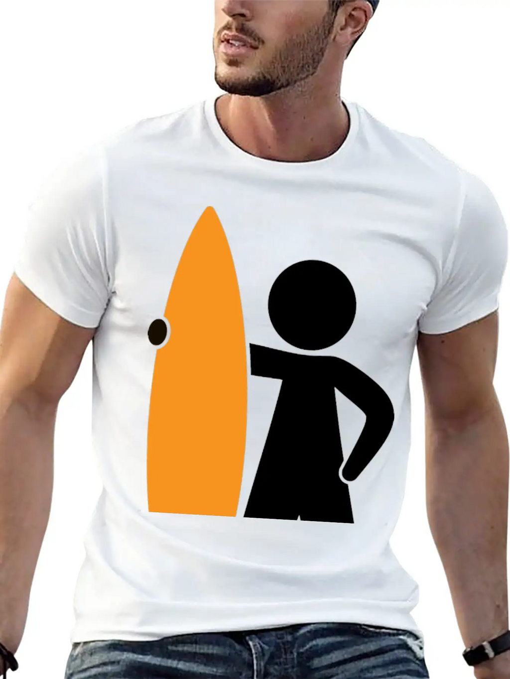 A Surfer With His Surfboard Timeless Short Sleeve Tee – Comfy And Minimalist Design