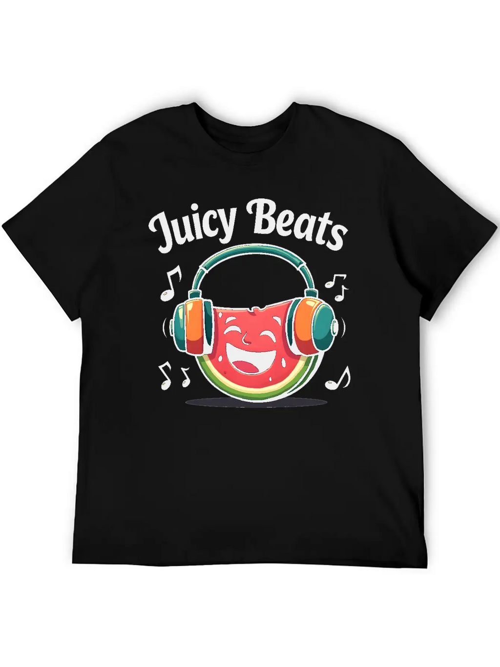 A Watermelon Slice With Headphones: "Juicy Beats" Classic Fit Graphic Tee For Daily Comfort – Unisex Cotton Shirt