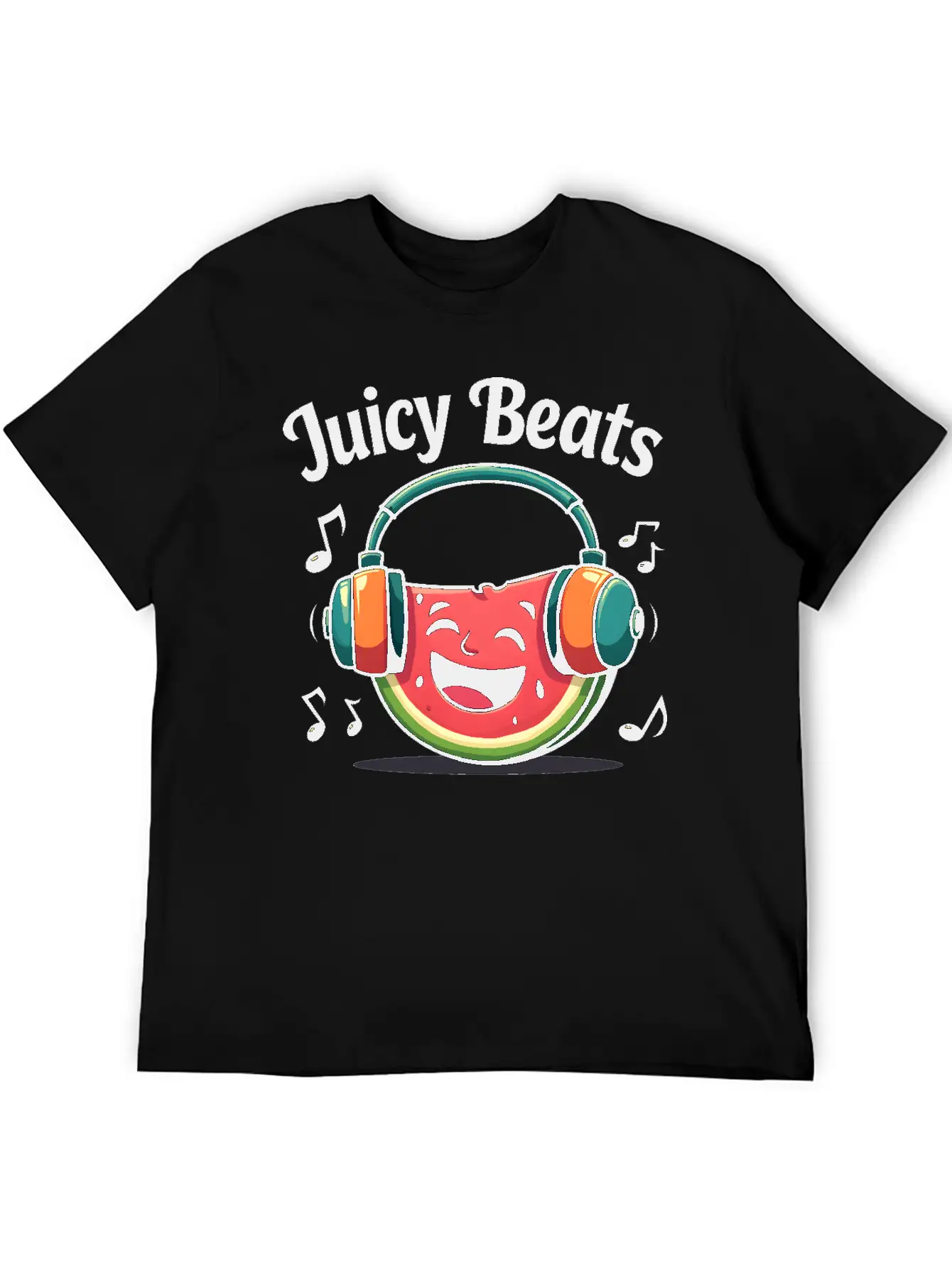 A Watermelon Slice With Headphones: "Juicy Beats" Classic Fit Graphic Tee For Daily Comfort – Unisex Cotton Shirt