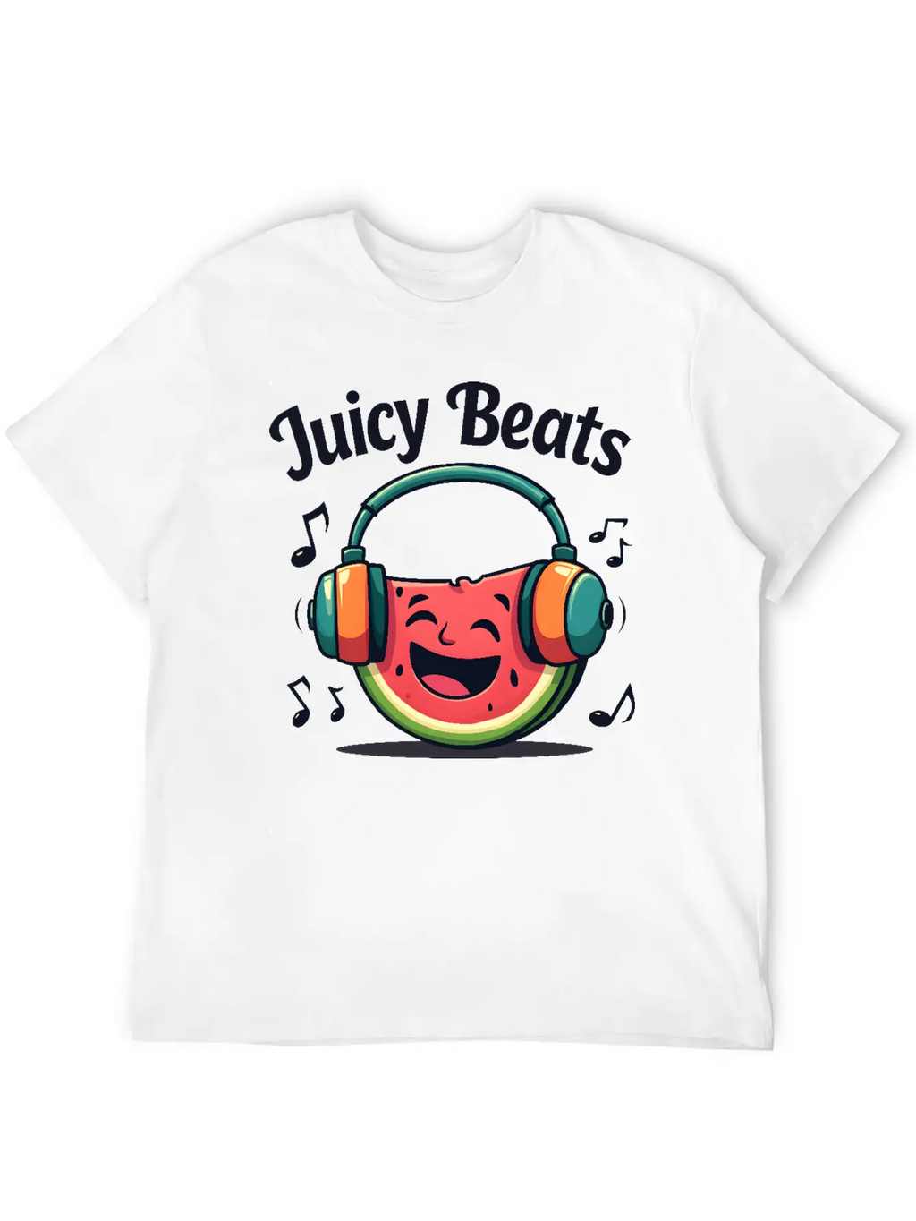 A Watermelon Slice With Headphones: "Juicy Beats" Classic Fit Graphic Tee For Daily Comfort – Unisex Cotton Shirt