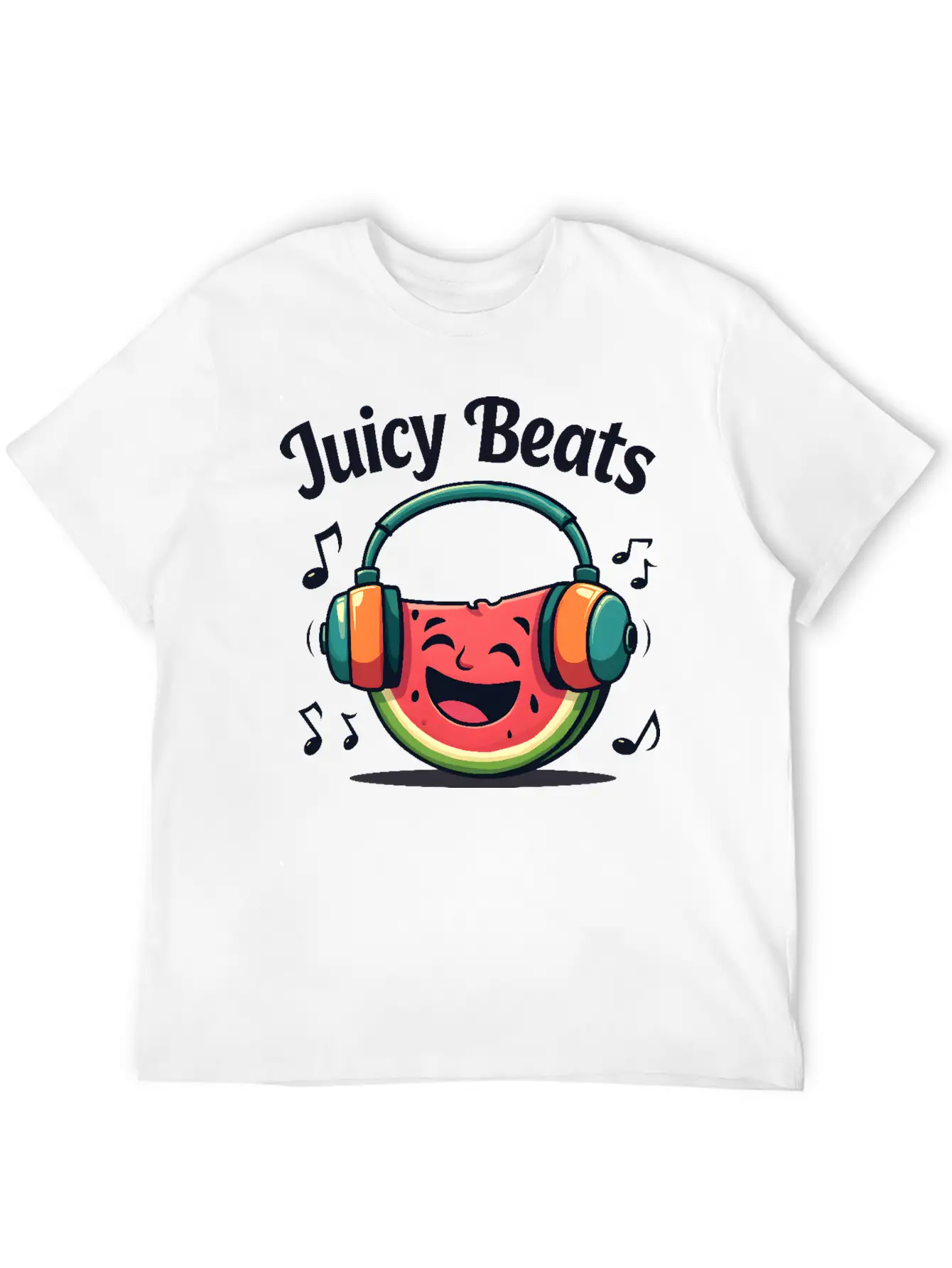 A Watermelon Slice With Headphones: "Juicy Beats" Classic Fit Graphic Tee For Daily Comfort – Unisex Cotton Shirt