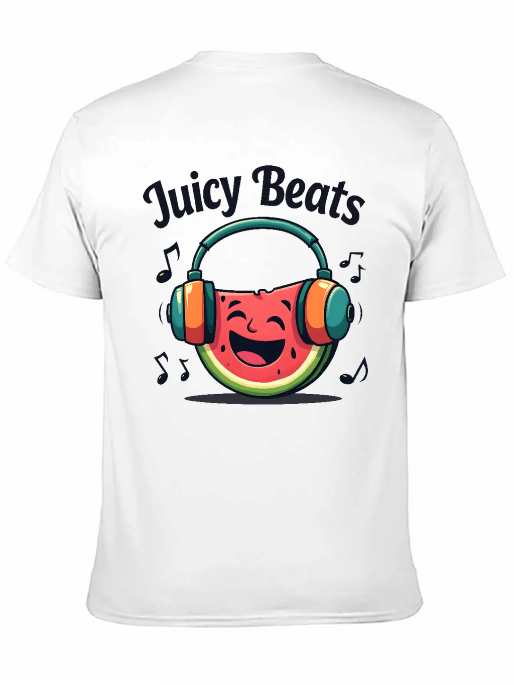 A Watermelon Slice With Headphones: "Juicy Beats" Classic Fit Graphic Tee For Daily Comfort – Unisex Cotton Shirt