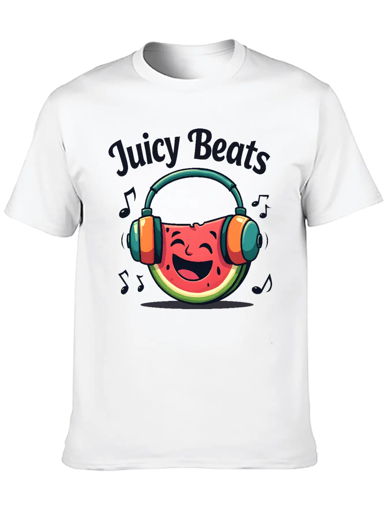 A Watermelon Slice With Headphones: "Juicy Beats" Classic Fit Graphic Tee For Daily Comfort – Unisex Cotton Shirt