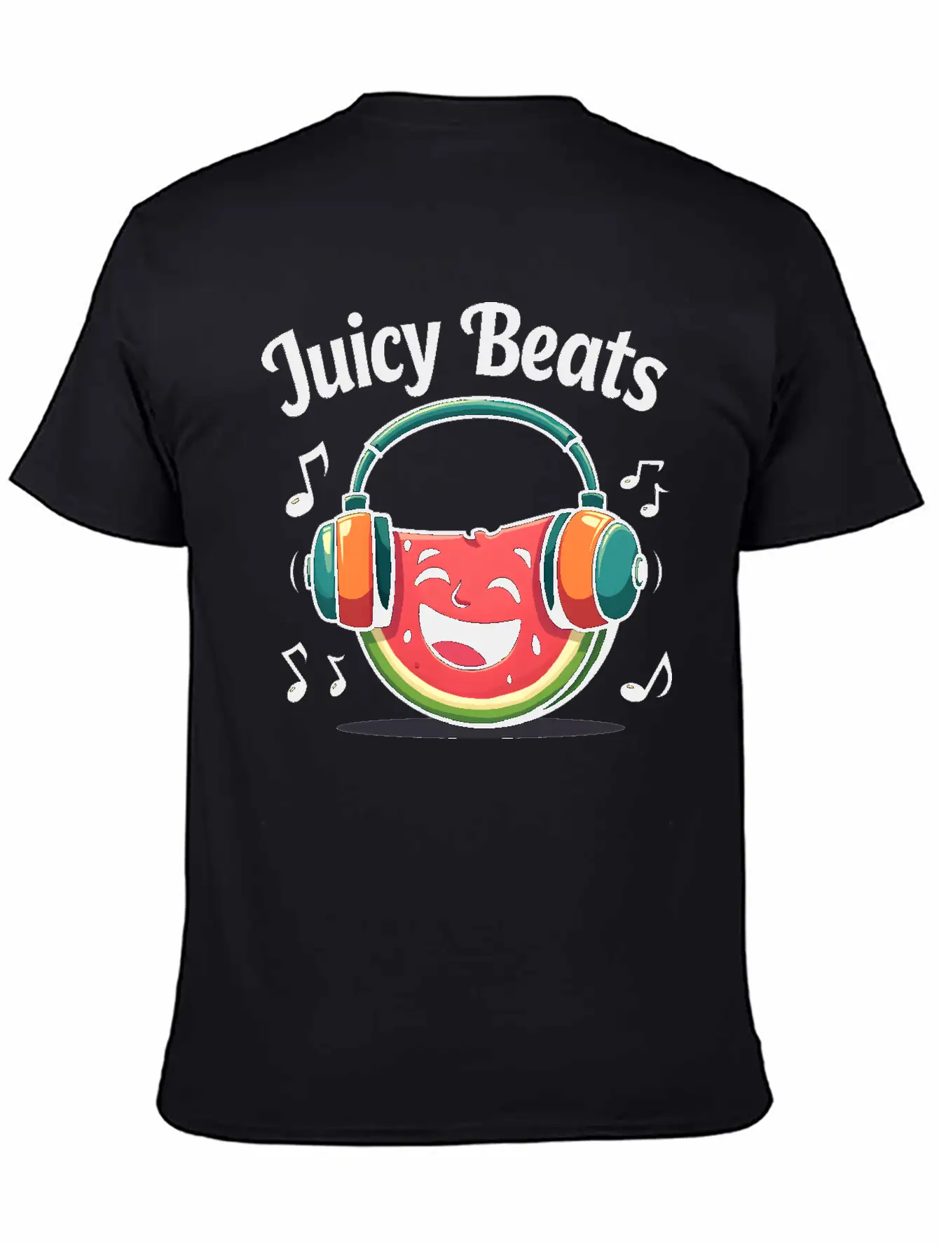 A Watermelon Slice With Headphones: "Juicy Beats" Classic Fit Graphic Tee For Daily Comfort – Unisex Cotton Shirt