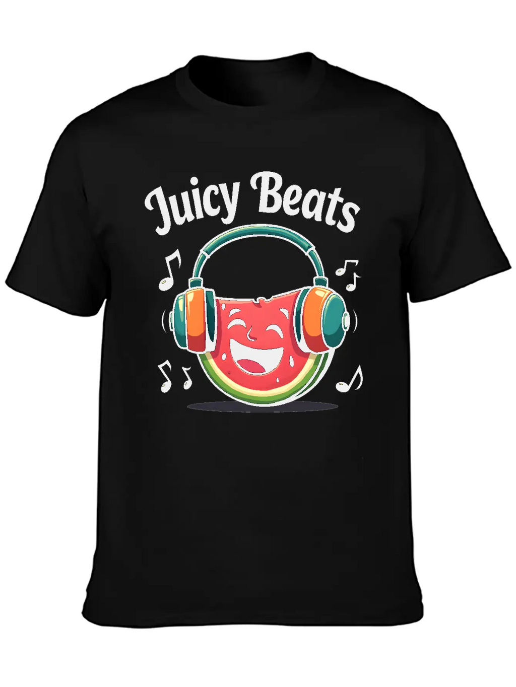 A Watermelon Slice With Headphones: "Juicy Beats" Classic Fit Graphic Tee For Daily Comfort – Unisex Cotton Shirt