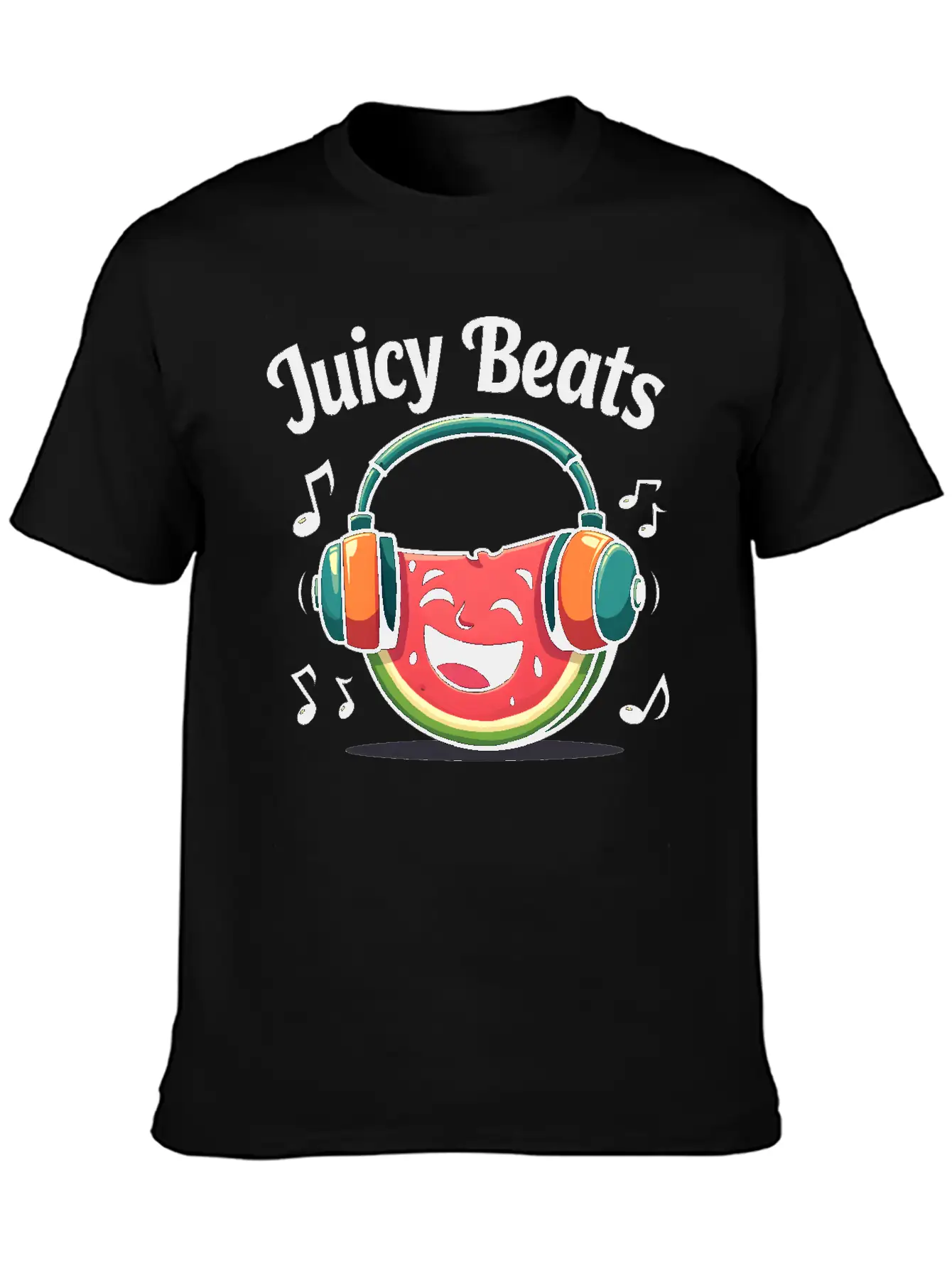 A Watermelon Slice With Headphones: "Juicy Beats" Classic Fit Graphic Tee For Daily Comfort – Unisex Cotton Shirt