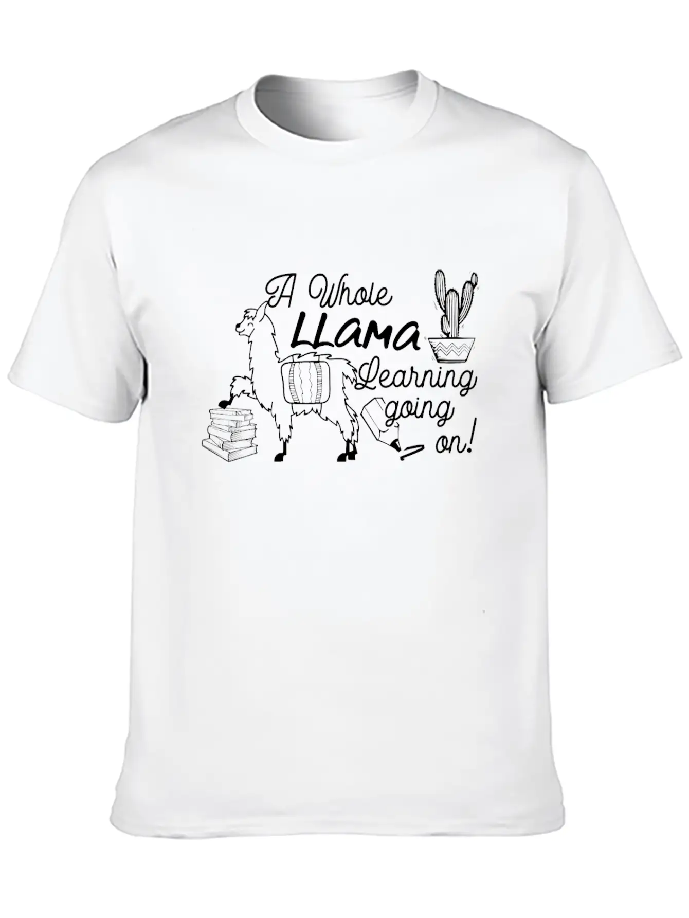 A Whole Llama Learning Going Back To School Classic Crew Neck Graphic Tee – Everyday Minimal Look