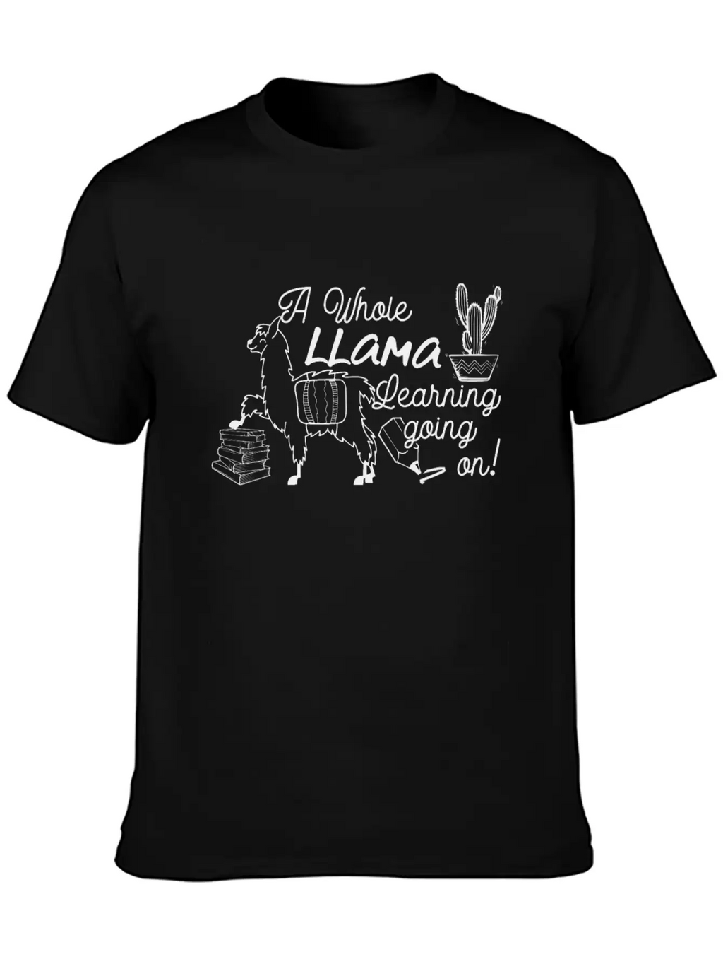 A Whole Llama Learning Going Back To School Classic Crew Neck Graphic Tee – Everyday Minimal Look