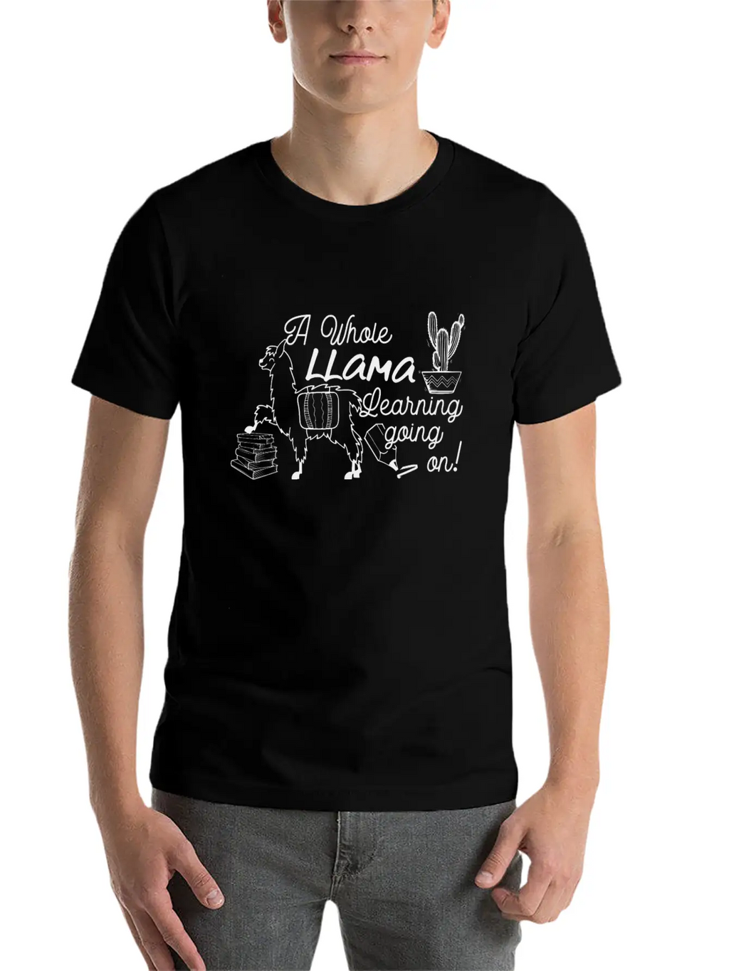 A Whole Llama Learning Going Back To School Classic Crew Neck Graphic Tee – Everyday Minimal Look