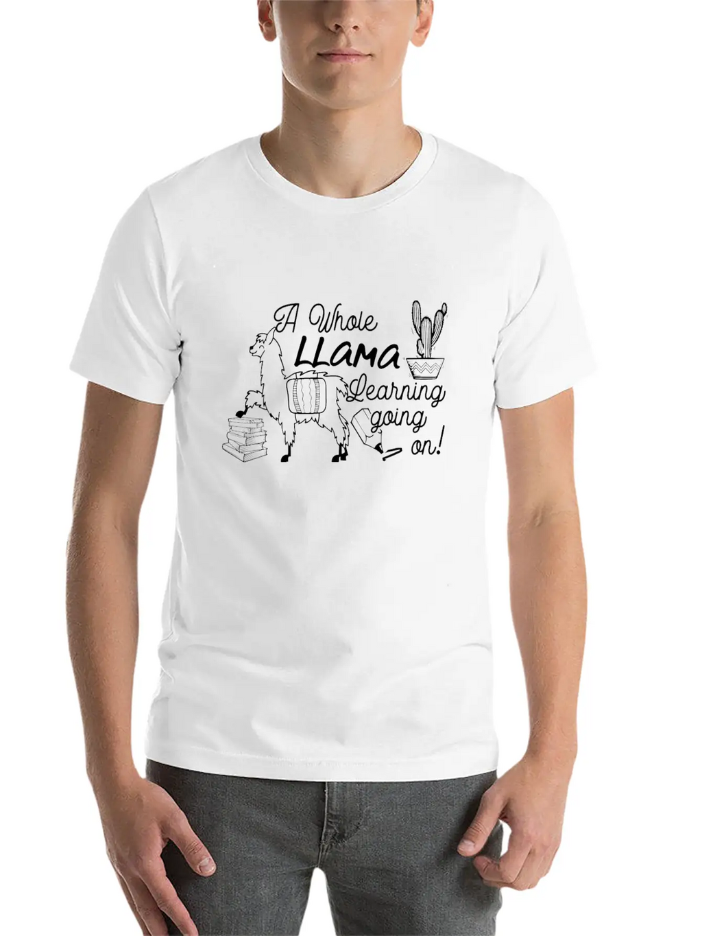 A Whole Llama Learning Going Back To School Classic Crew Neck Graphic Tee – Everyday Minimal Look