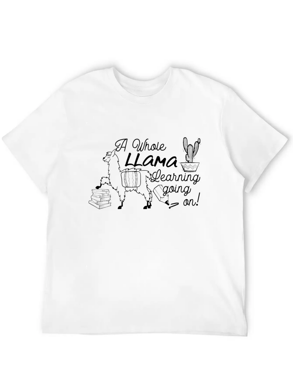A Whole Llama Learning Going Back To School Classic Crew Neck Graphic Tee – Everyday Minimal Look