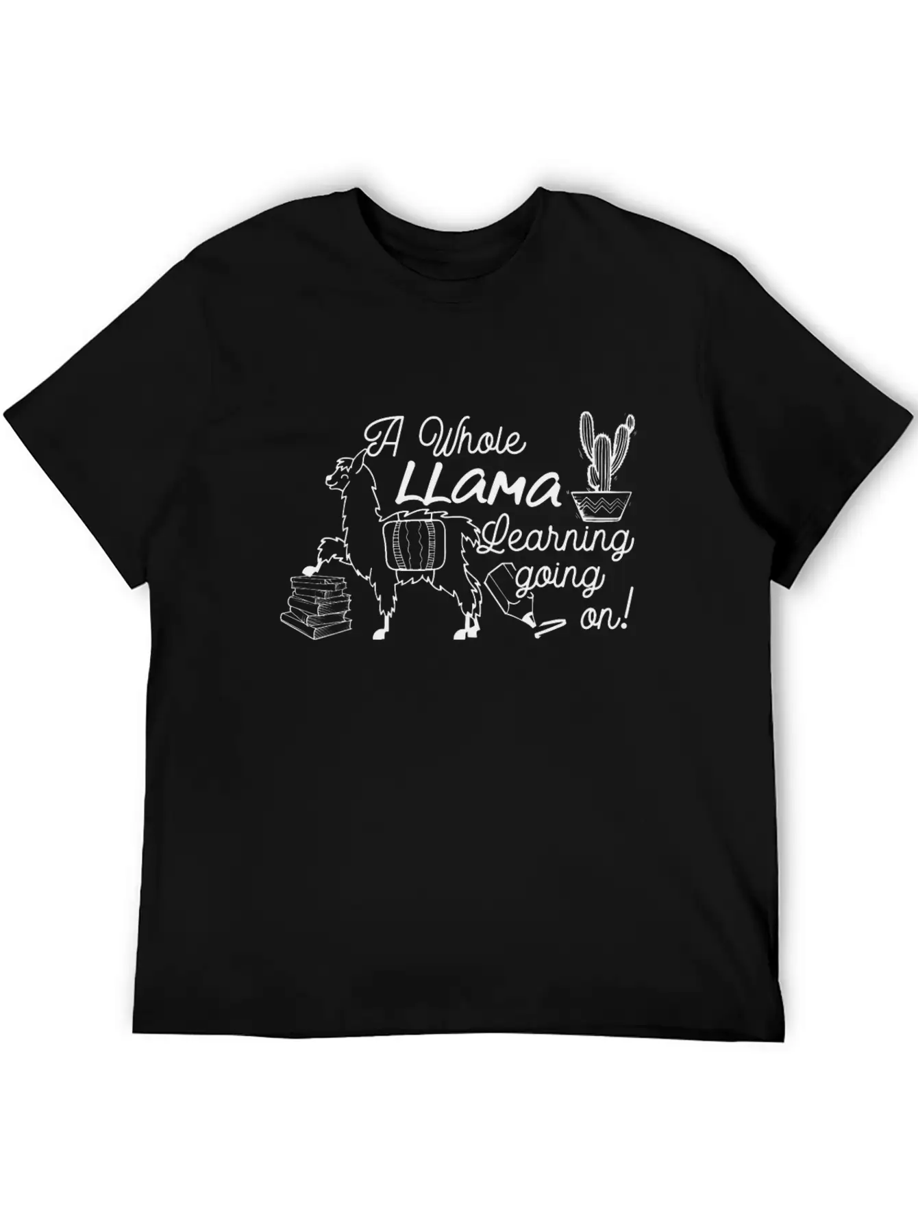 A Whole Llama Learning Going Back To School Classic Crew Neck Graphic Tee – Everyday Minimal Look