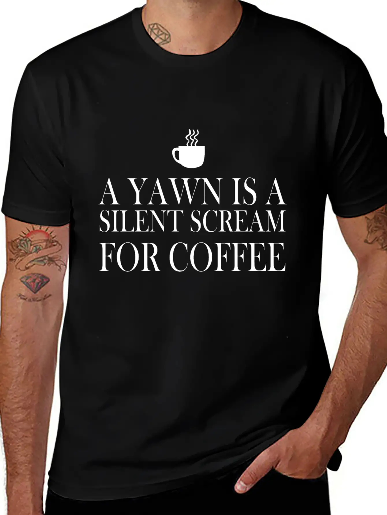 A Yawn Is A Silent Scream For Coffee Classic Fit Graphic Tee For Daily Comfort – Unisex Cotton Shirt