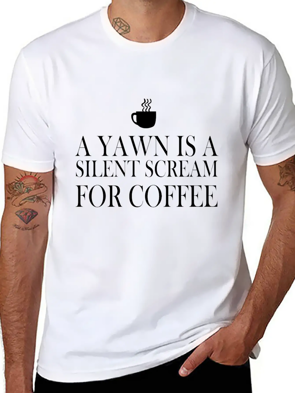 A Yawn Is A Silent Scream For Coffee Classic Fit Graphic Tee For Daily Comfort – Unisex Cotton Shirt