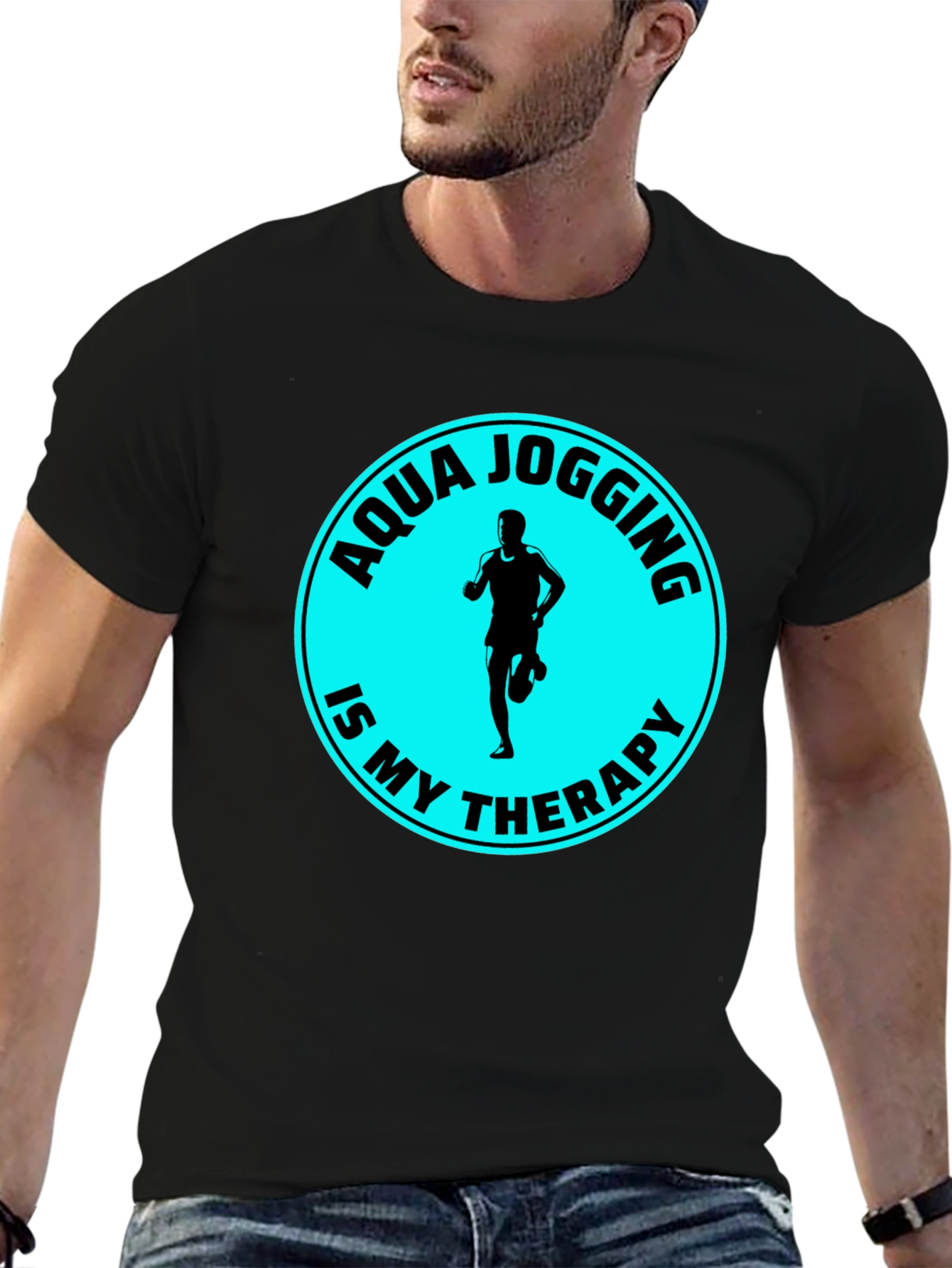 Aqua Jogging Therapy T-Shirt - Black Graphic Tee