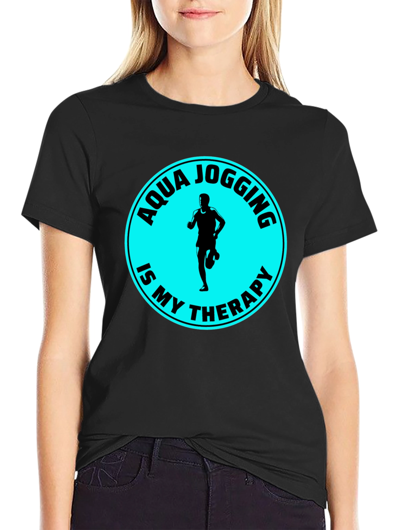 Aqua Jogging Therapy T-Shirt - Black Graphic Tee