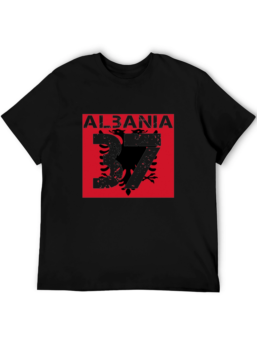 Albania Flag Graphic Tee - Black T-Shirt