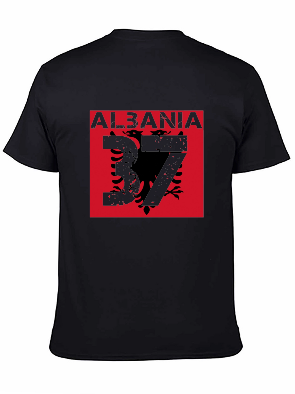 Albania Flag Graphic Tee - Black T-Shirt