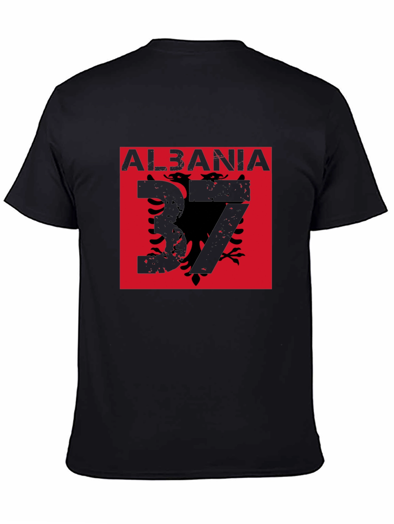 Albania Flag Graphic Tee - Black T-Shirt