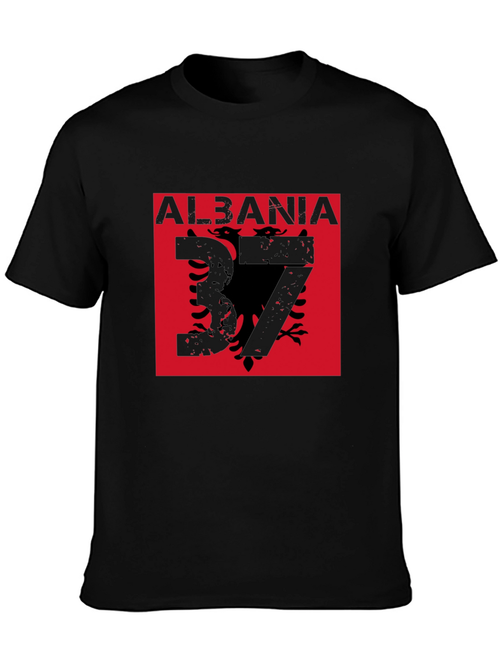 Albania Flag Graphic Tee - Black T-Shirt