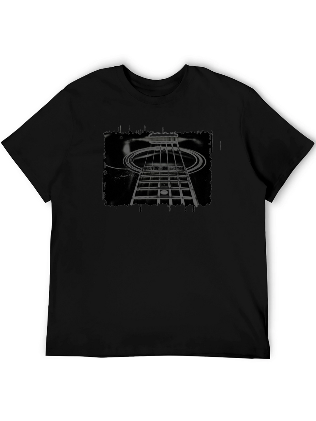 Abstract Guitar Neck Graphic Black T-Shirt