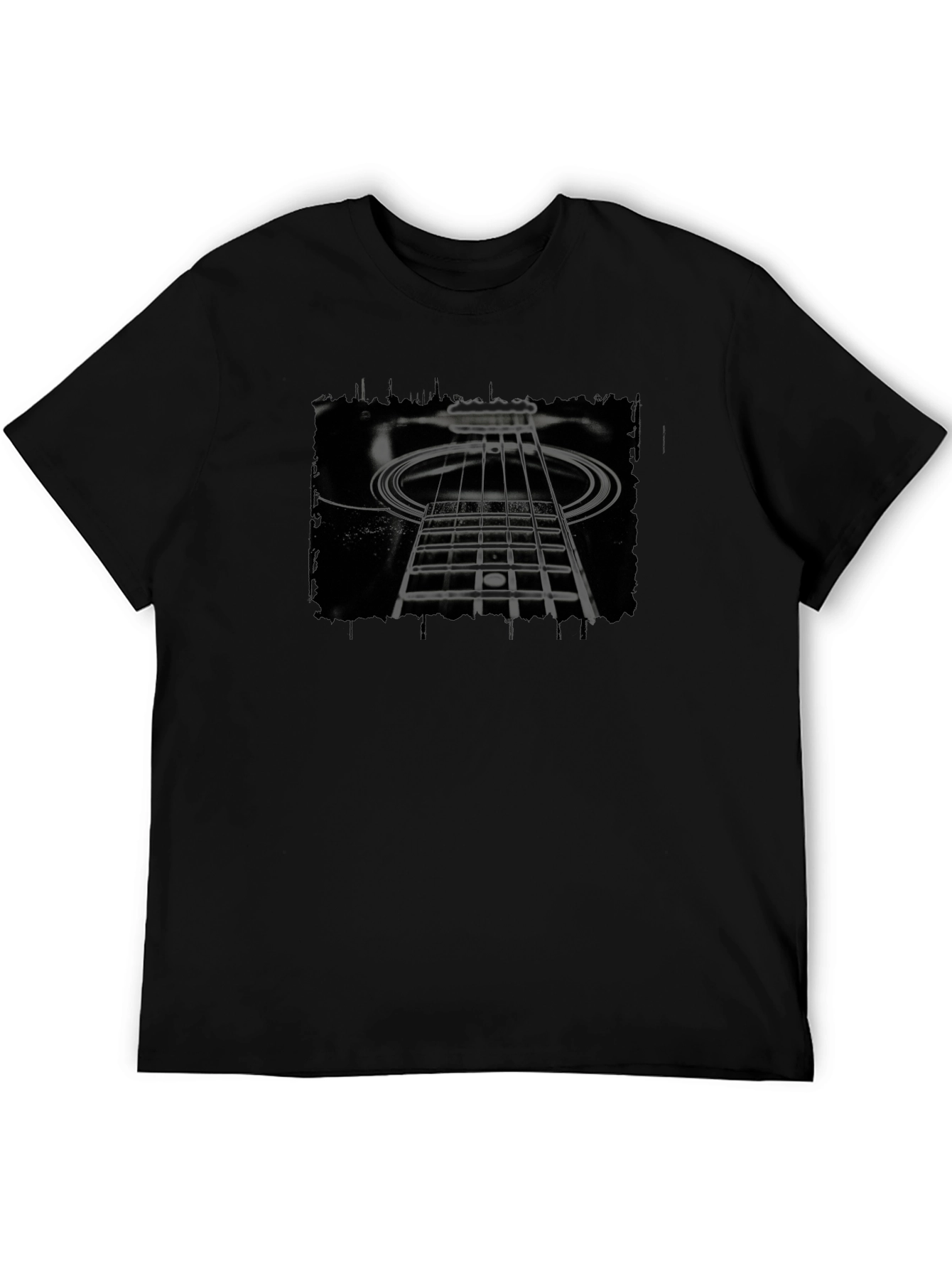 Abstract Guitar Neck Graphic Black T-Shirt