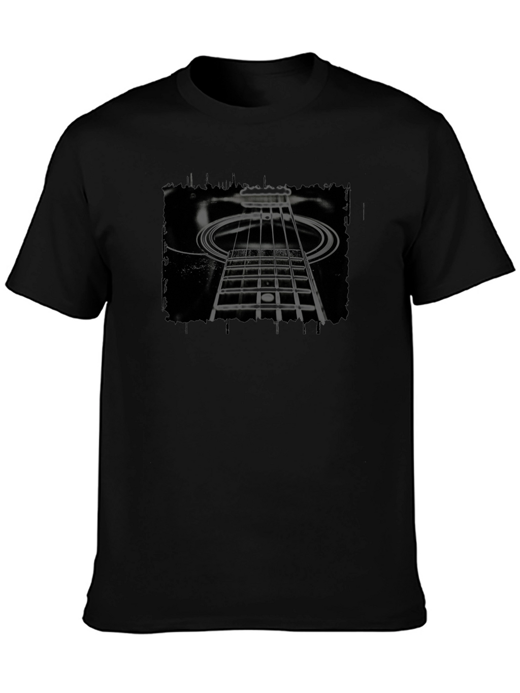 Abstract Guitar Neck Graphic Black T-Shirt