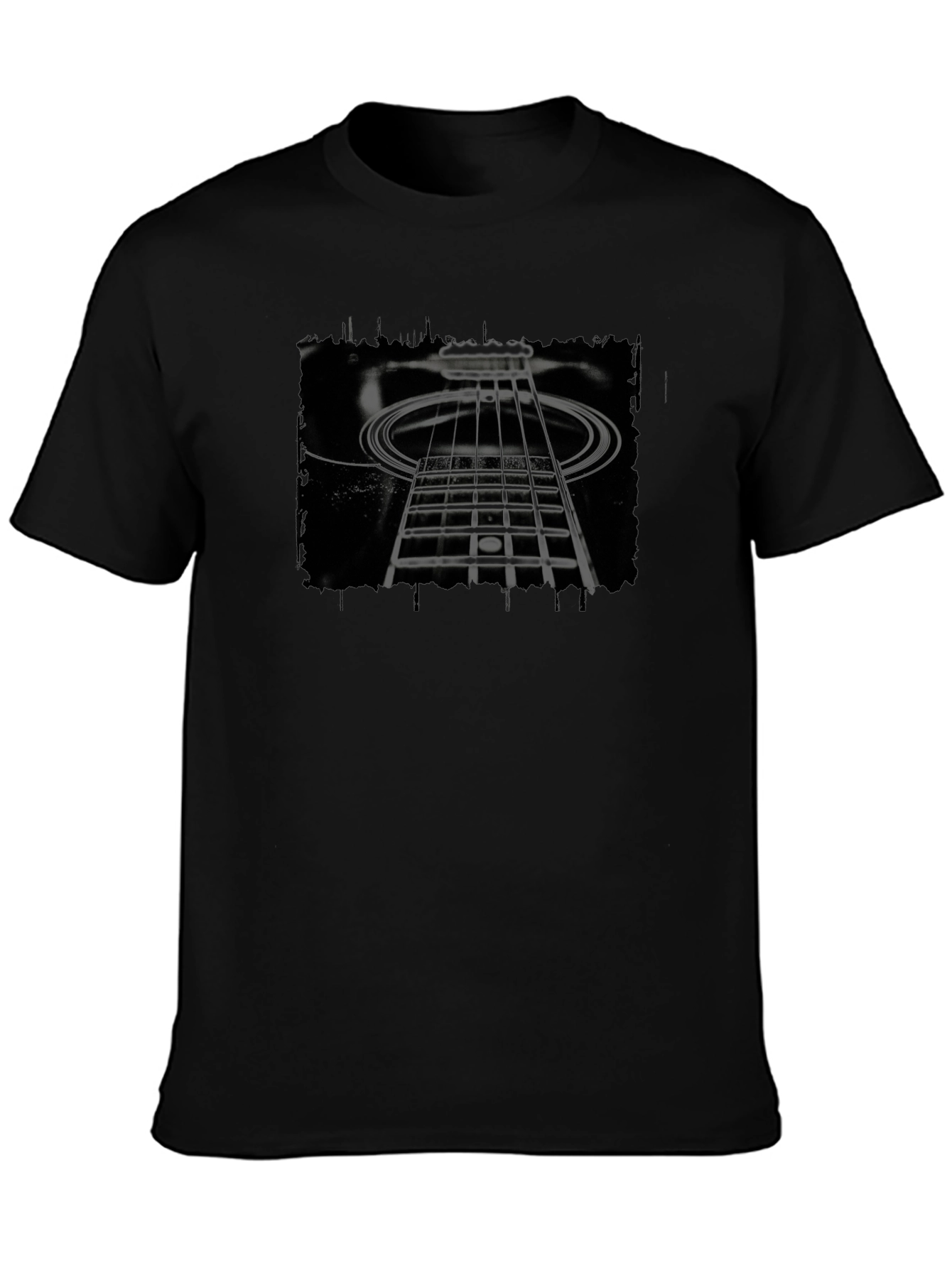 Abstract Guitar Neck Graphic Black T-Shirt