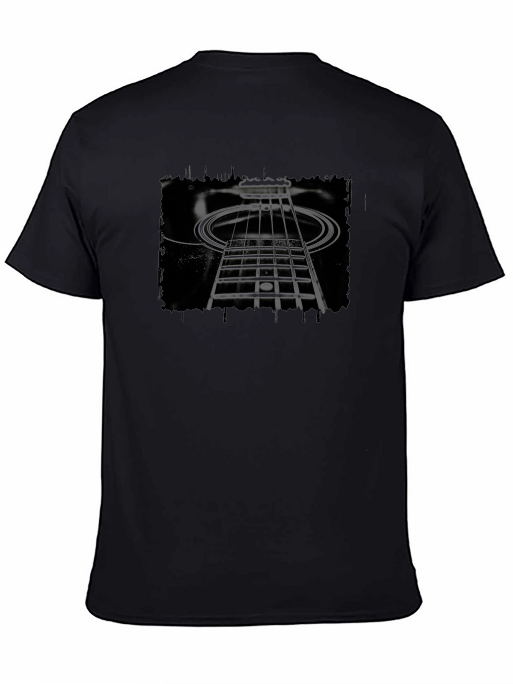 Abstract Guitar Neck Graphic Black T-Shirt