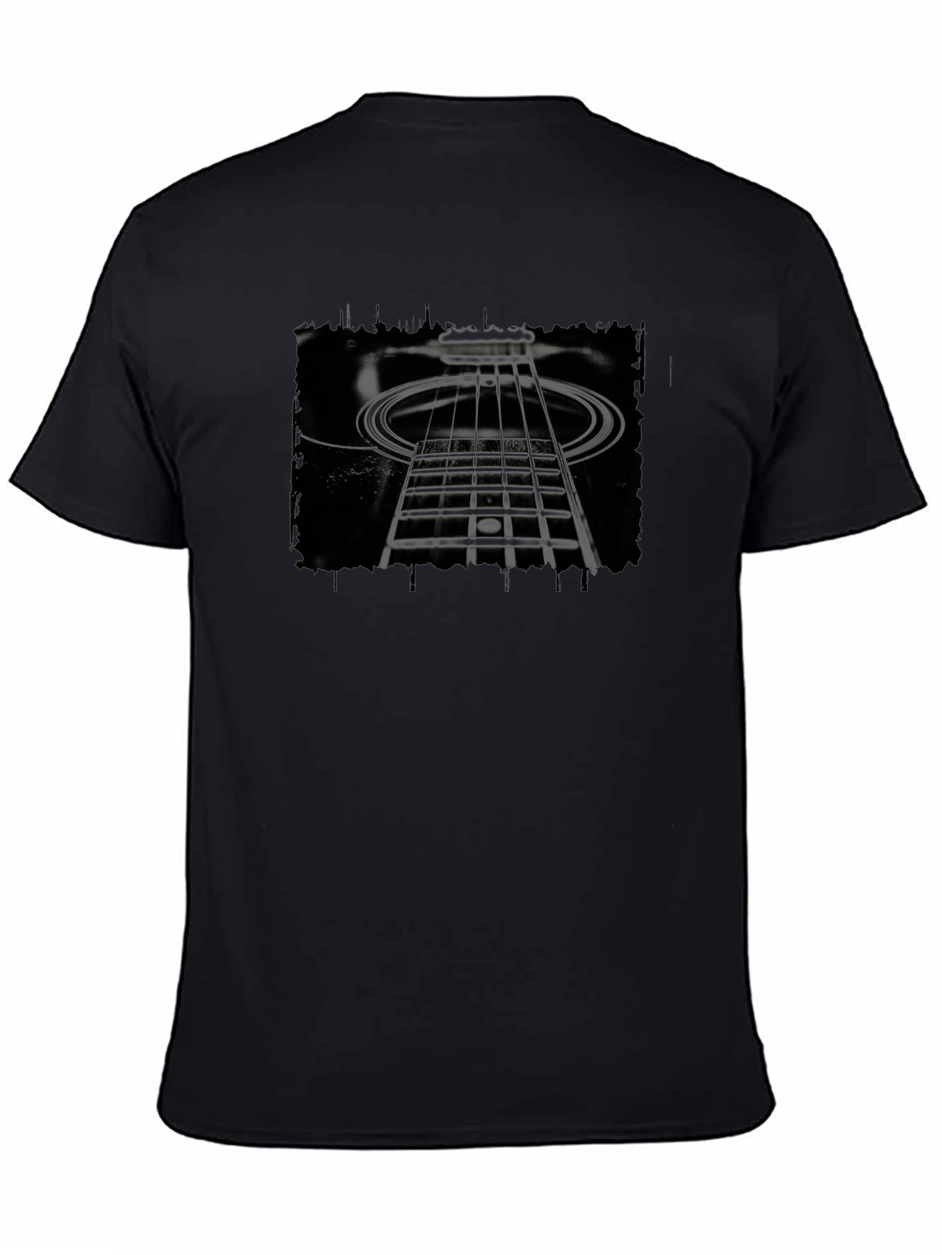 Abstract Guitar Neck Graphic Black T-Shirt