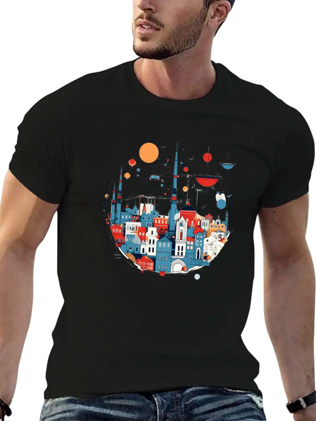 Abstract City Classic Cotton Tee – Unisex Comfort For Any Season