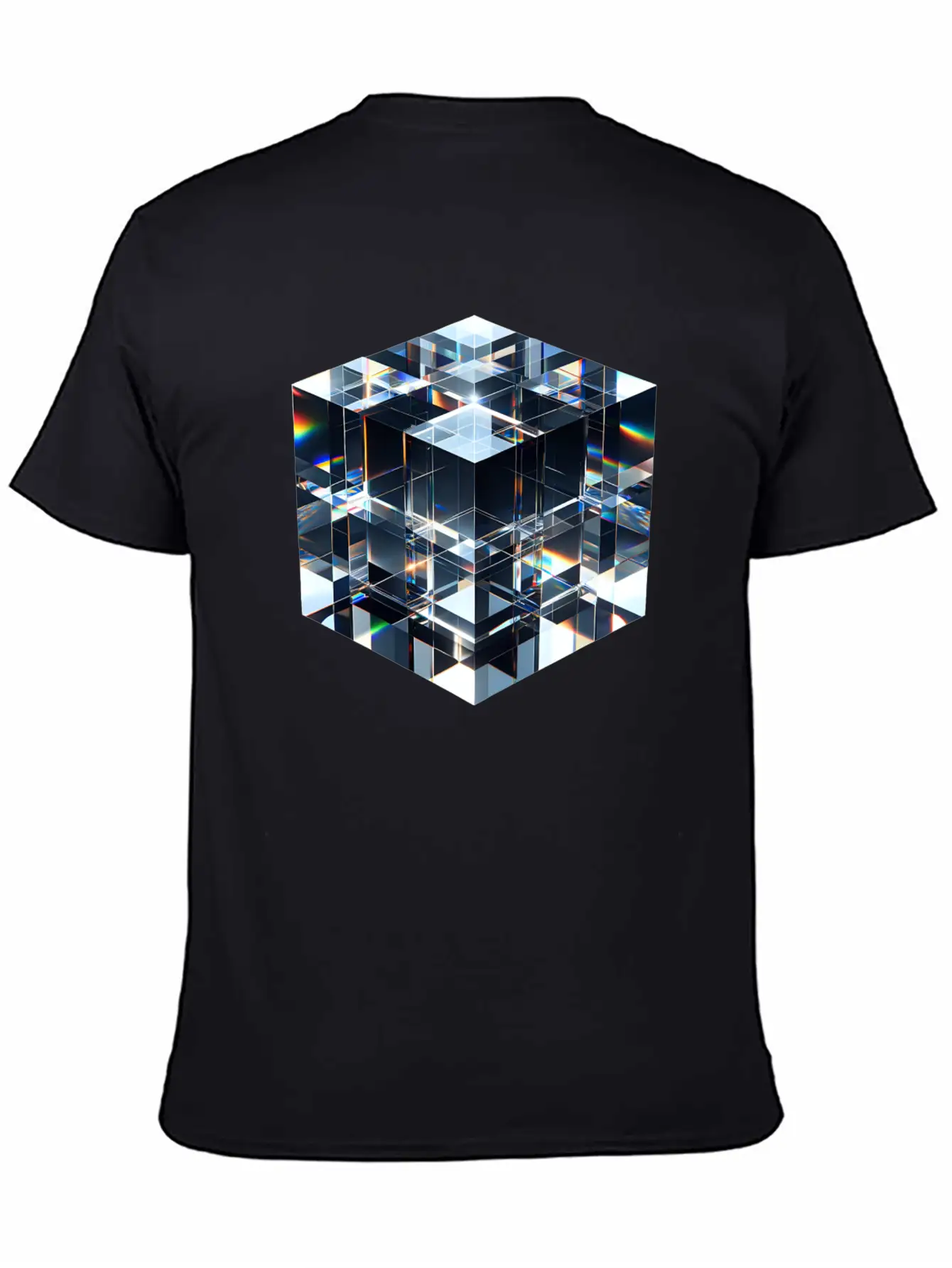 Abstract Crystal Cubes Basic Graphic T-Shirt – Daily Comfort In Soft Cotton