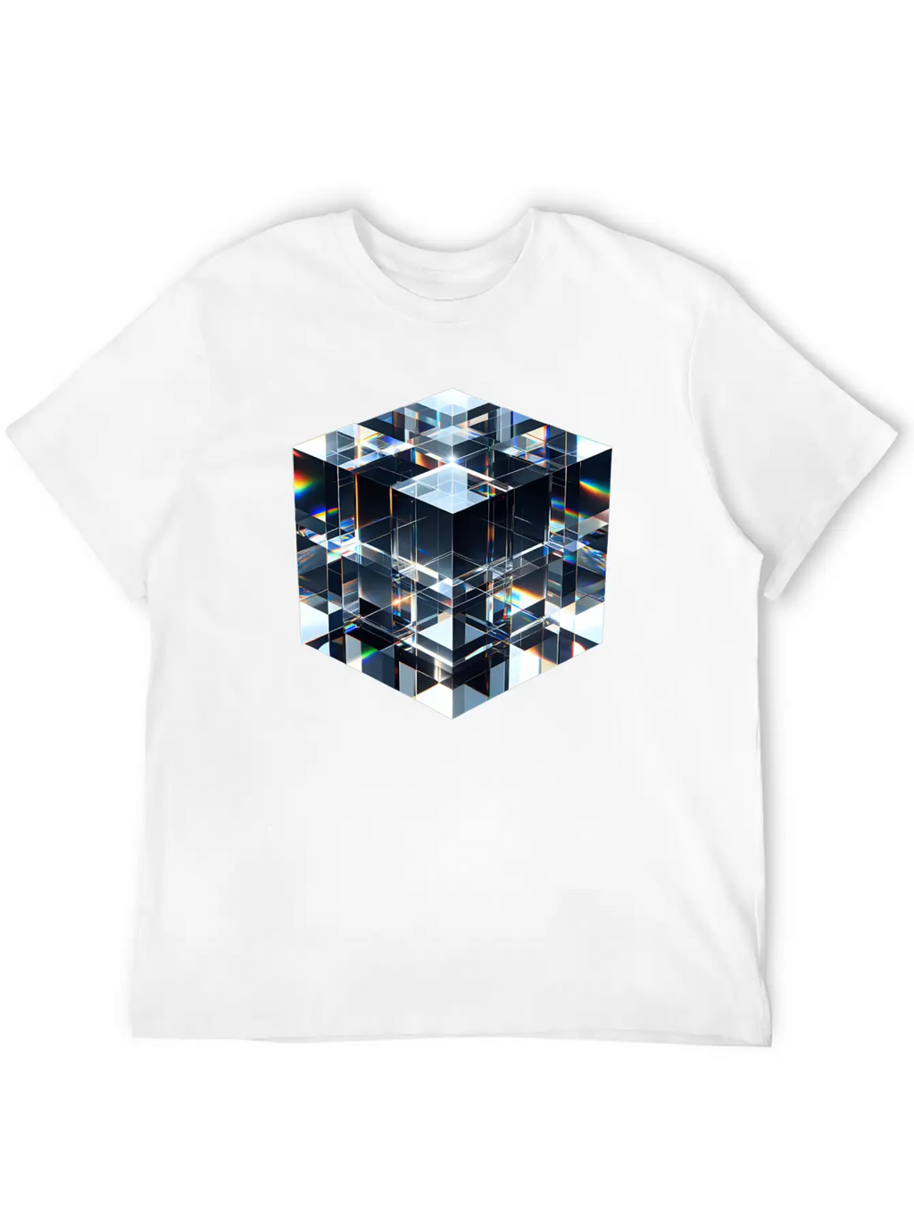 Abstract Crystal Cubes Basic Graphic T-Shirt – Daily Comfort In Soft Cotton