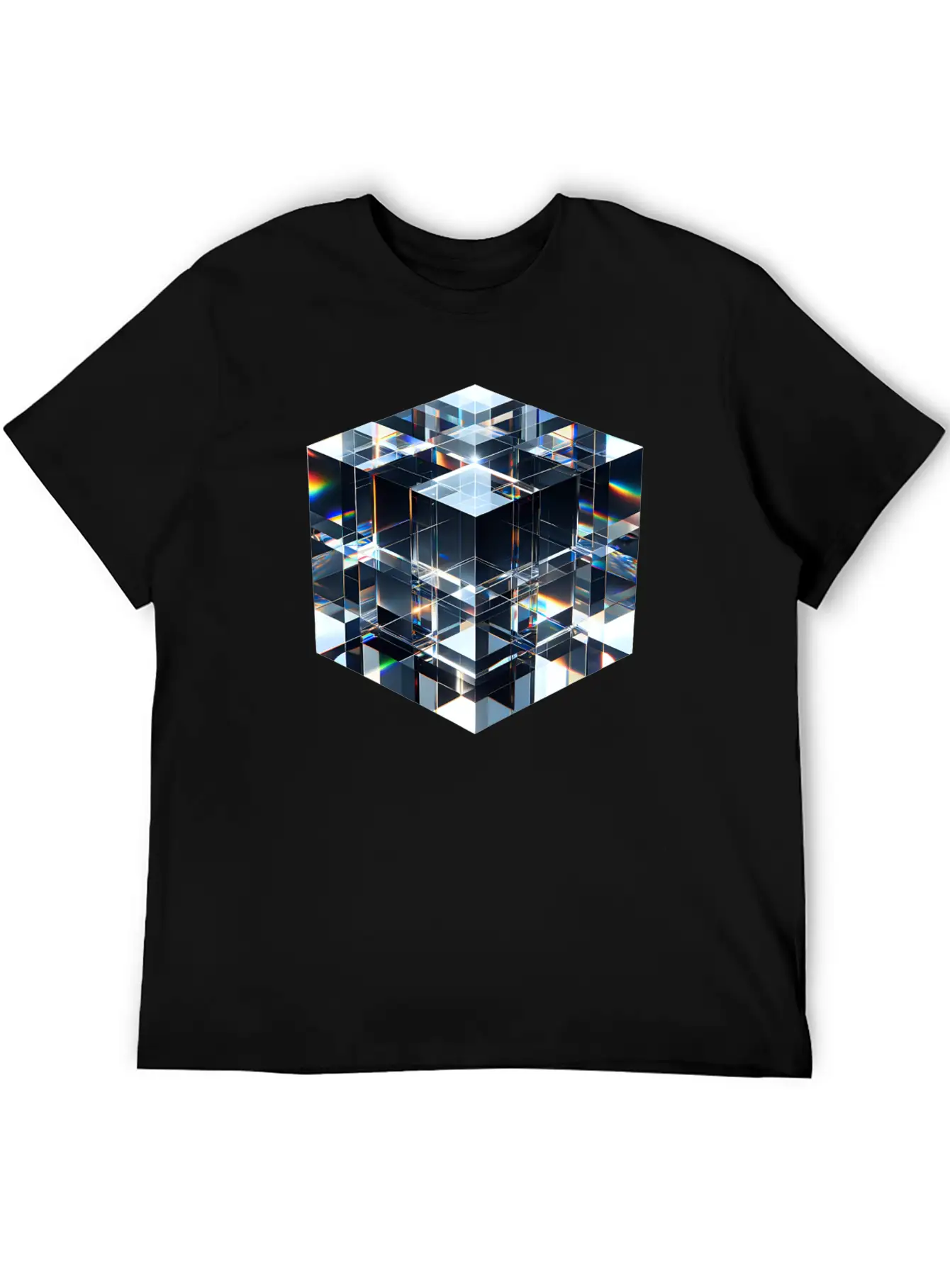 Abstract Crystal Cubes Basic Graphic T-Shirt – Daily Comfort In Soft Cotton