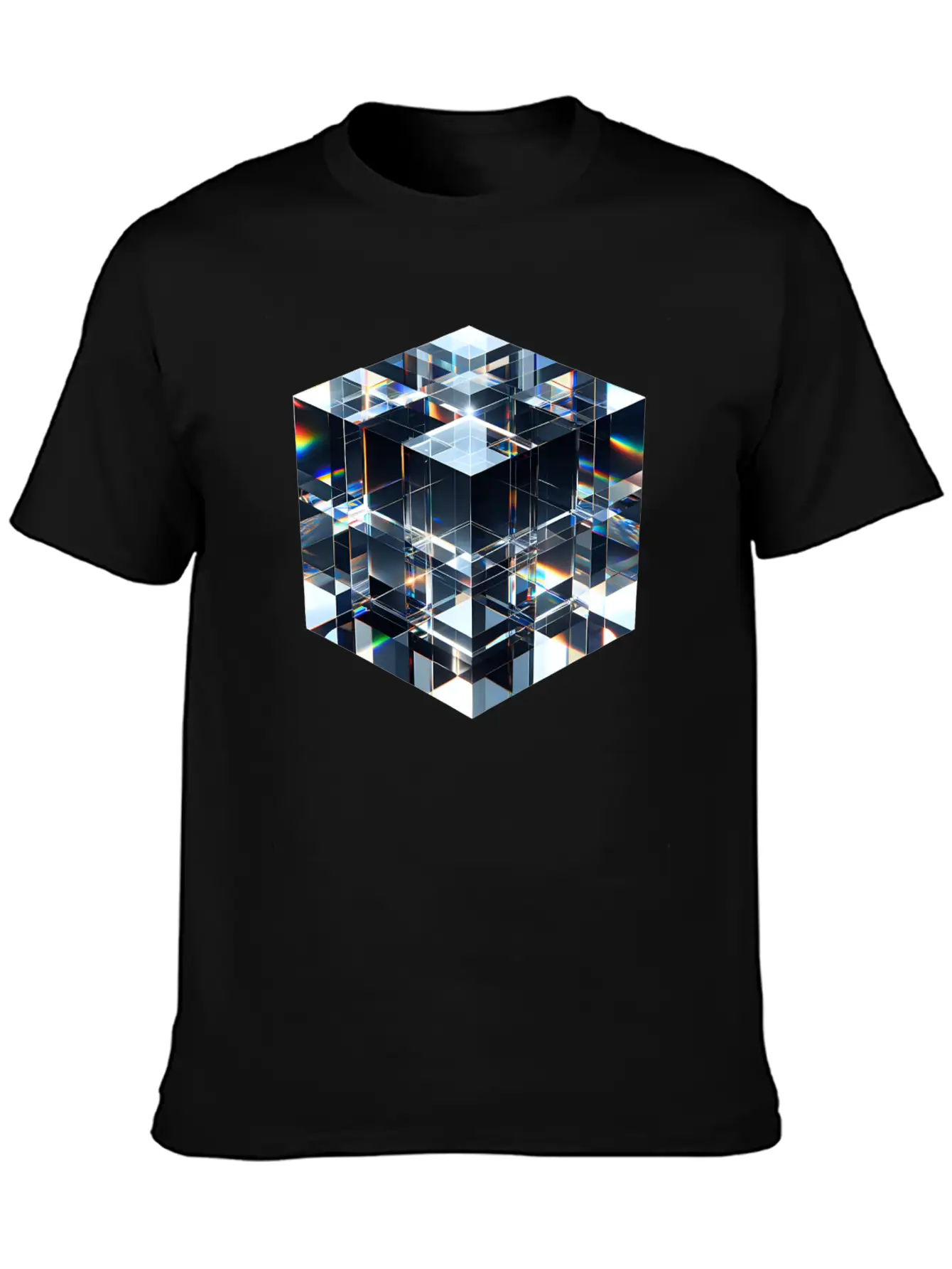 Abstract Crystal Cubes Basic Graphic T-Shirt – Daily Comfort In Soft Cotton