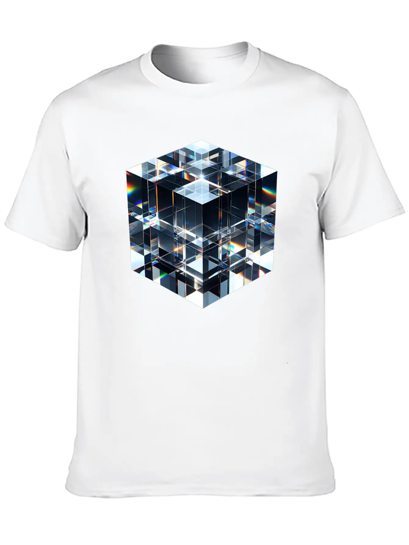 Abstract Crystal Cubes Basic Graphic T-Shirt – Daily Comfort In Soft Cotton