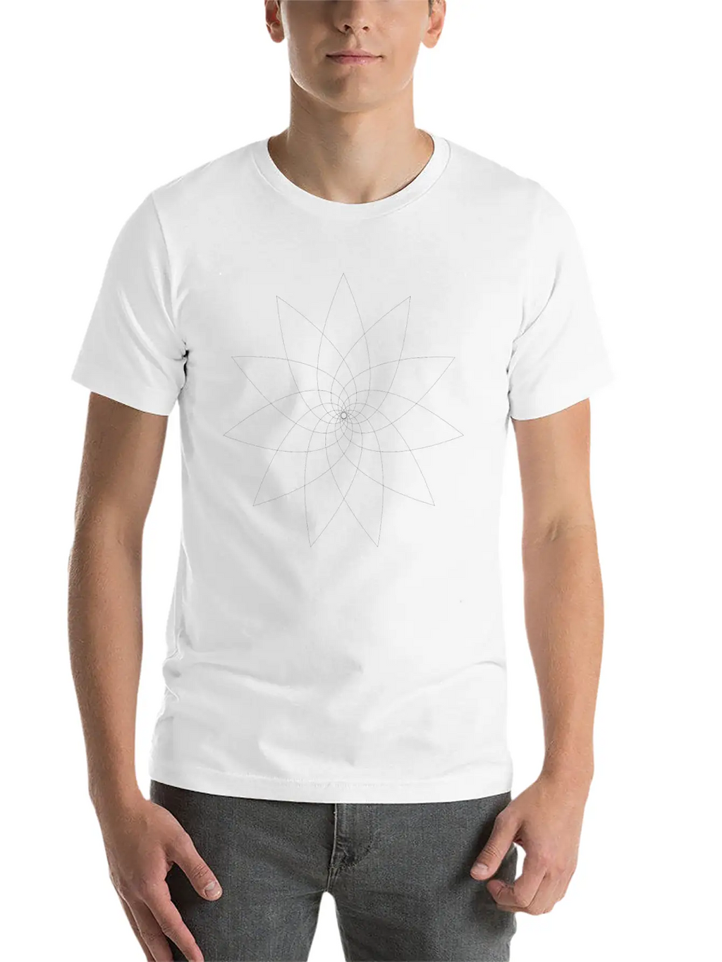 Abstract Flower Line Art Classic Crew Neck Graphic Tee – Everyday Minimal Look