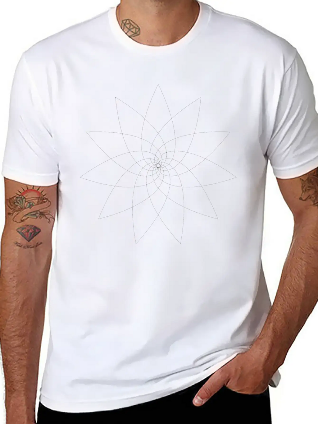 Abstract Flower Line Art Classic Crew Neck Graphic Tee – Everyday Minimal Look