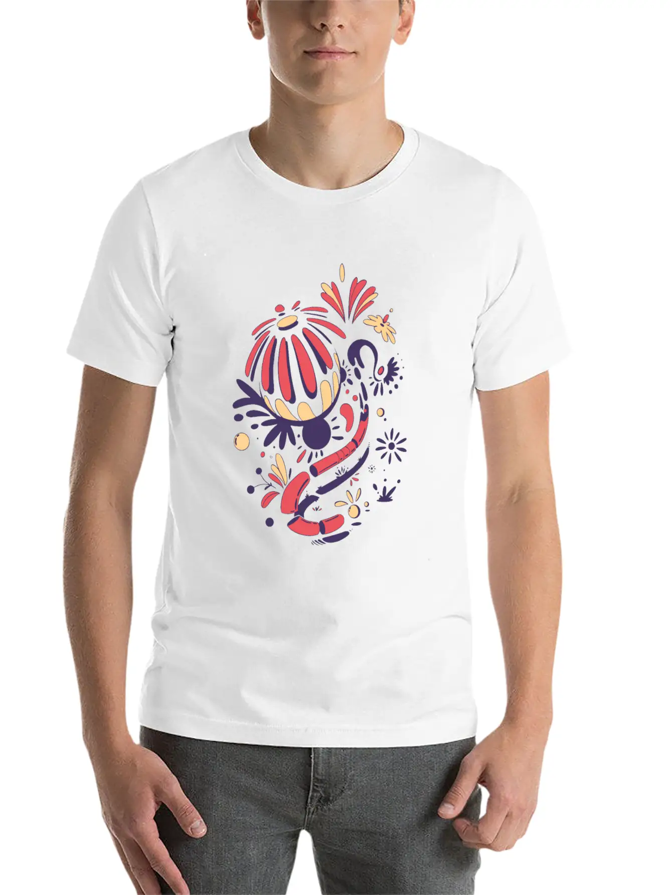 Abstract Lilies Classic Fit Graphic Tee For Daily Comfort – Unisex Cotton Shirt