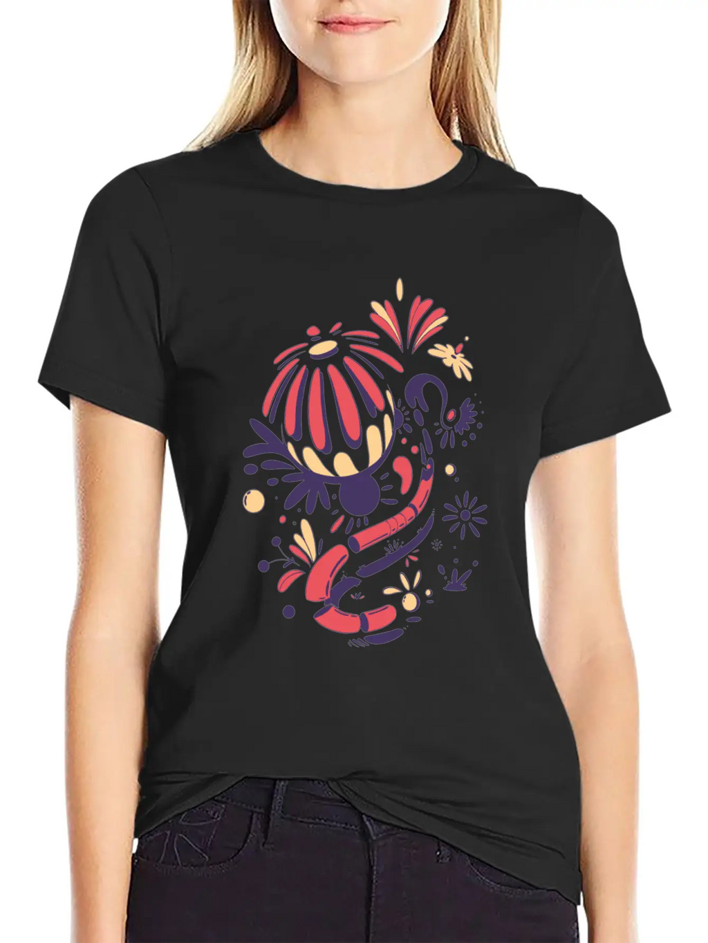 Abstract Lilies Classic Fit Graphic Tee For Daily Comfort – Unisex Cotton Shirt