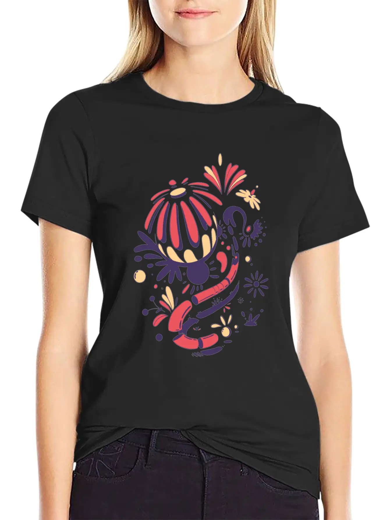 Abstract Lilies Classic Fit Graphic Tee For Daily Comfort – Unisex Cotton Shirt