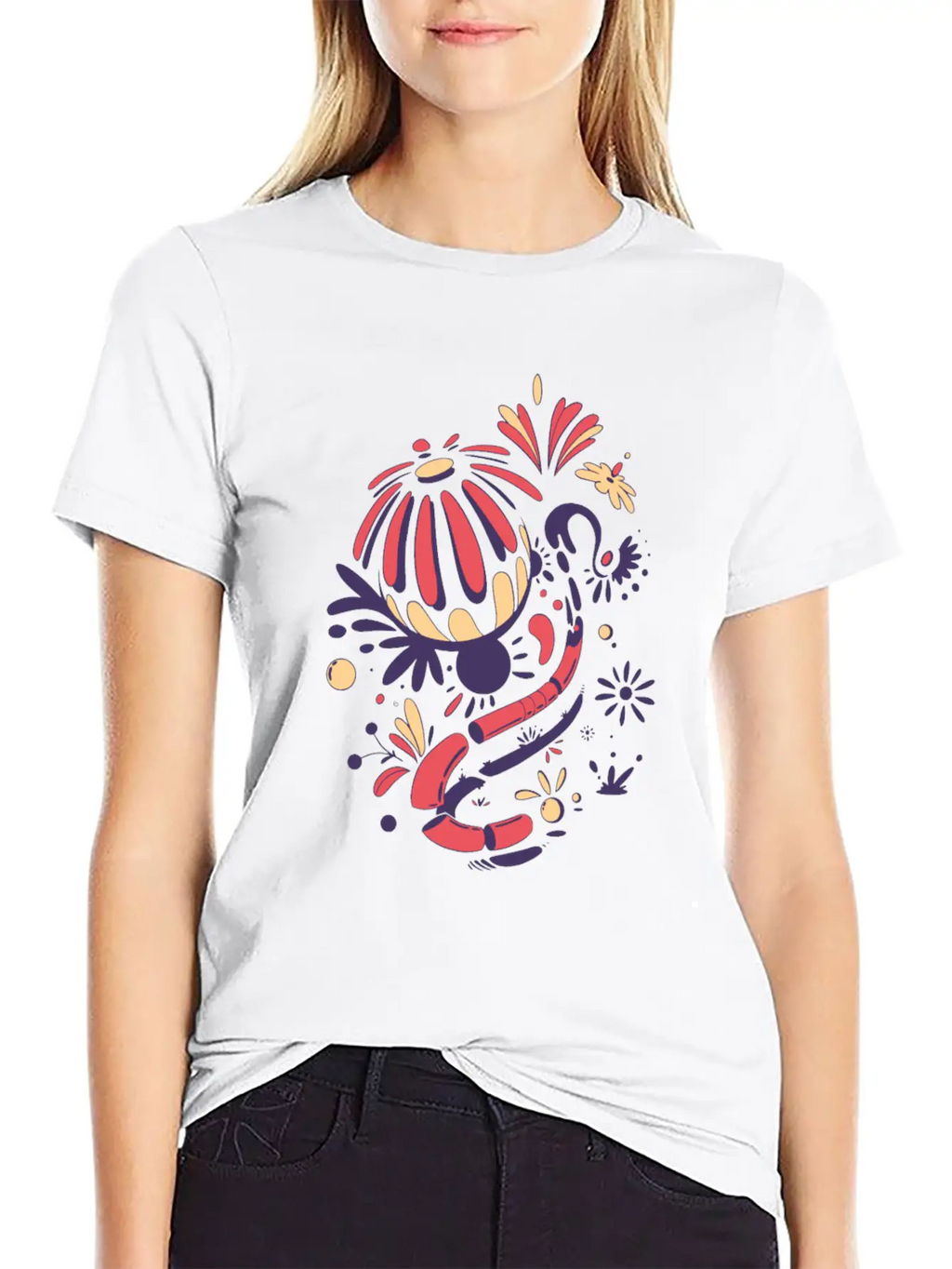 Abstract Lilies Classic Fit Graphic Tee For Daily Comfort – Unisex Cotton Shirt