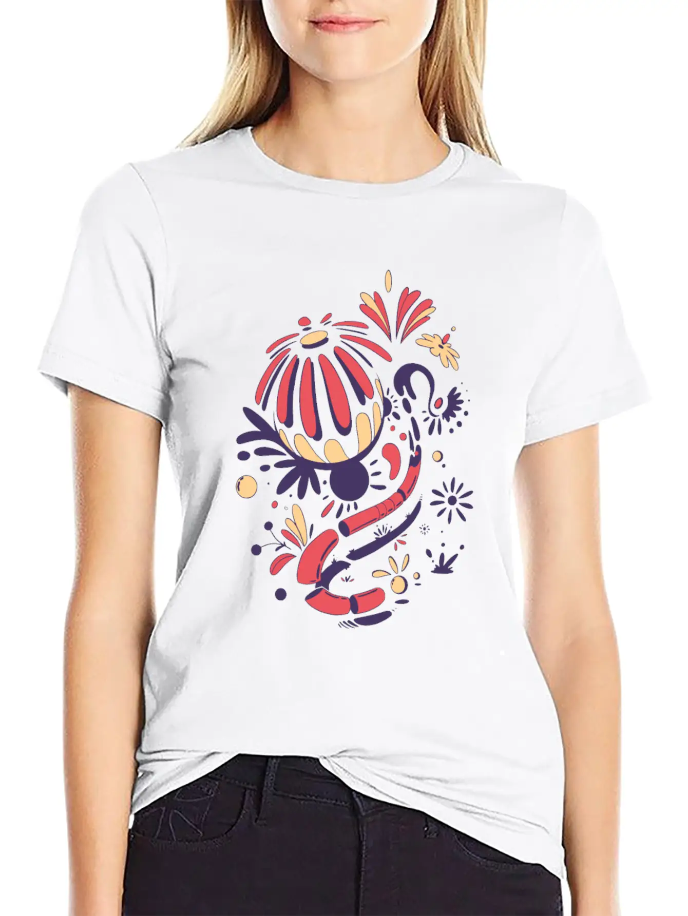 Abstract Lilies Classic Fit Graphic Tee For Daily Comfort – Unisex Cotton Shirt