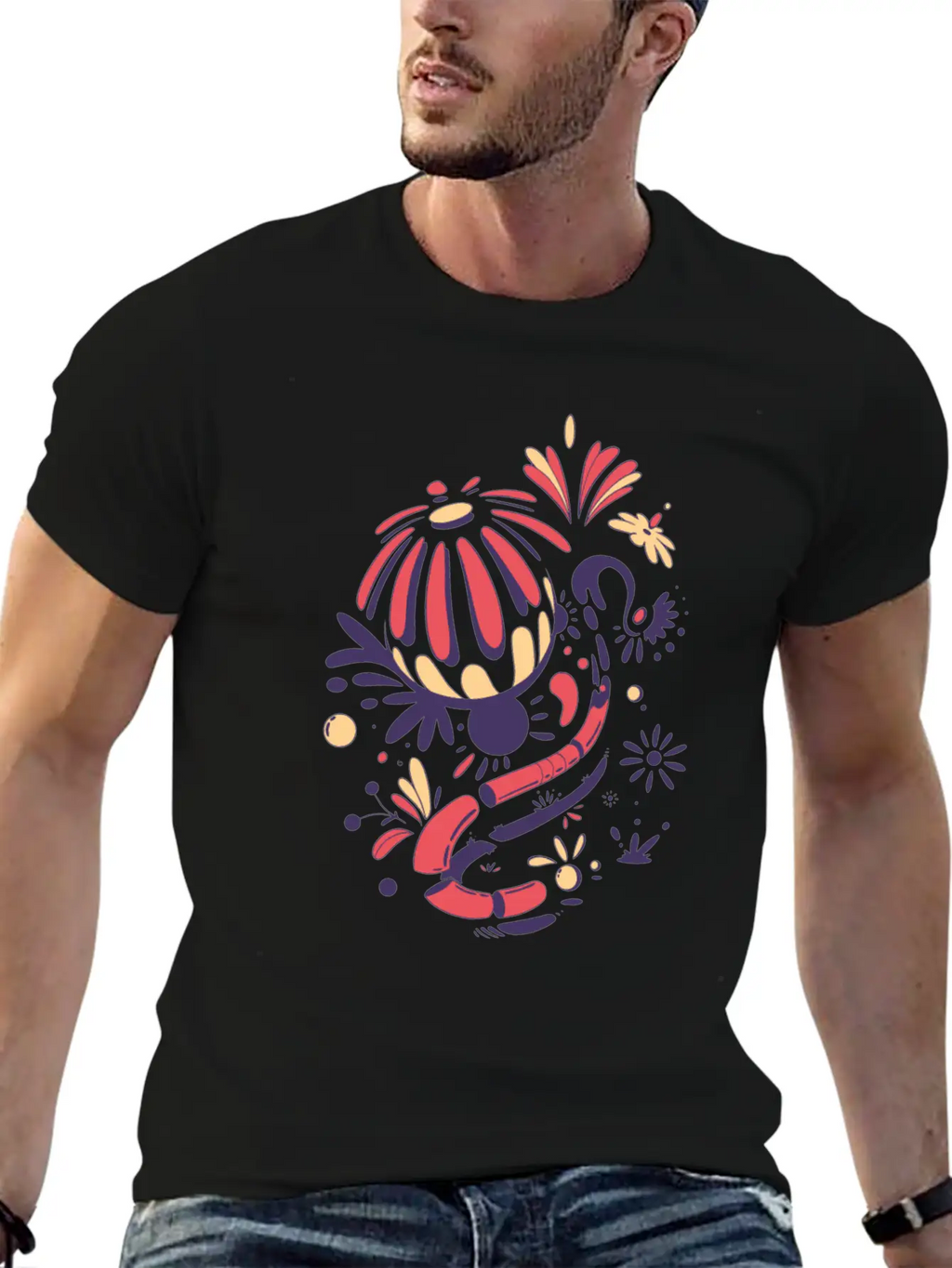 Abstract Lilies Classic Fit Graphic Tee For Daily Comfort – Unisex Cotton Shirt