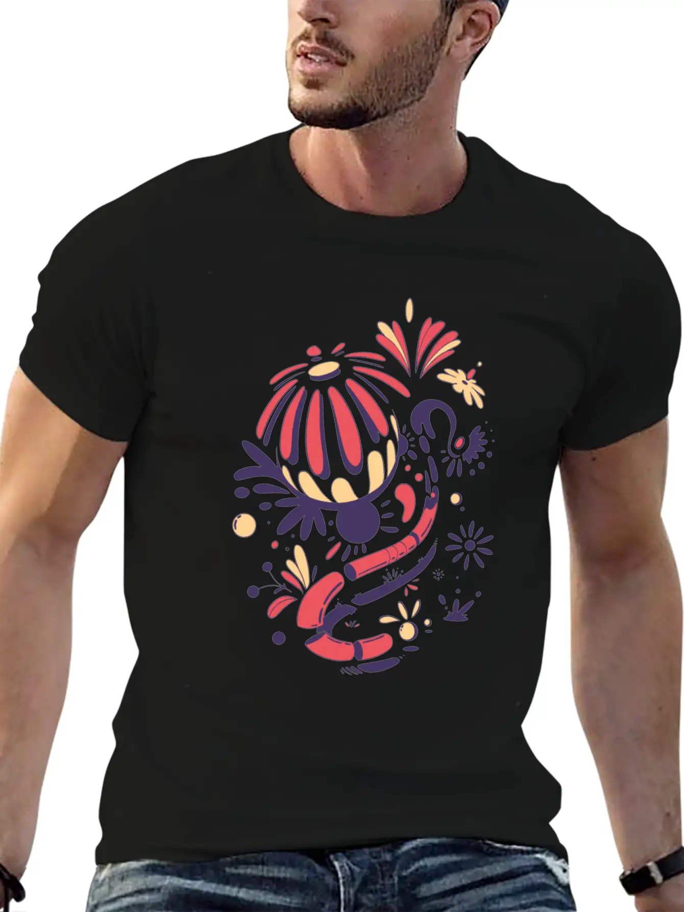Abstract Lilies Classic Fit Graphic Tee For Daily Comfort – Unisex Cotton Shirt