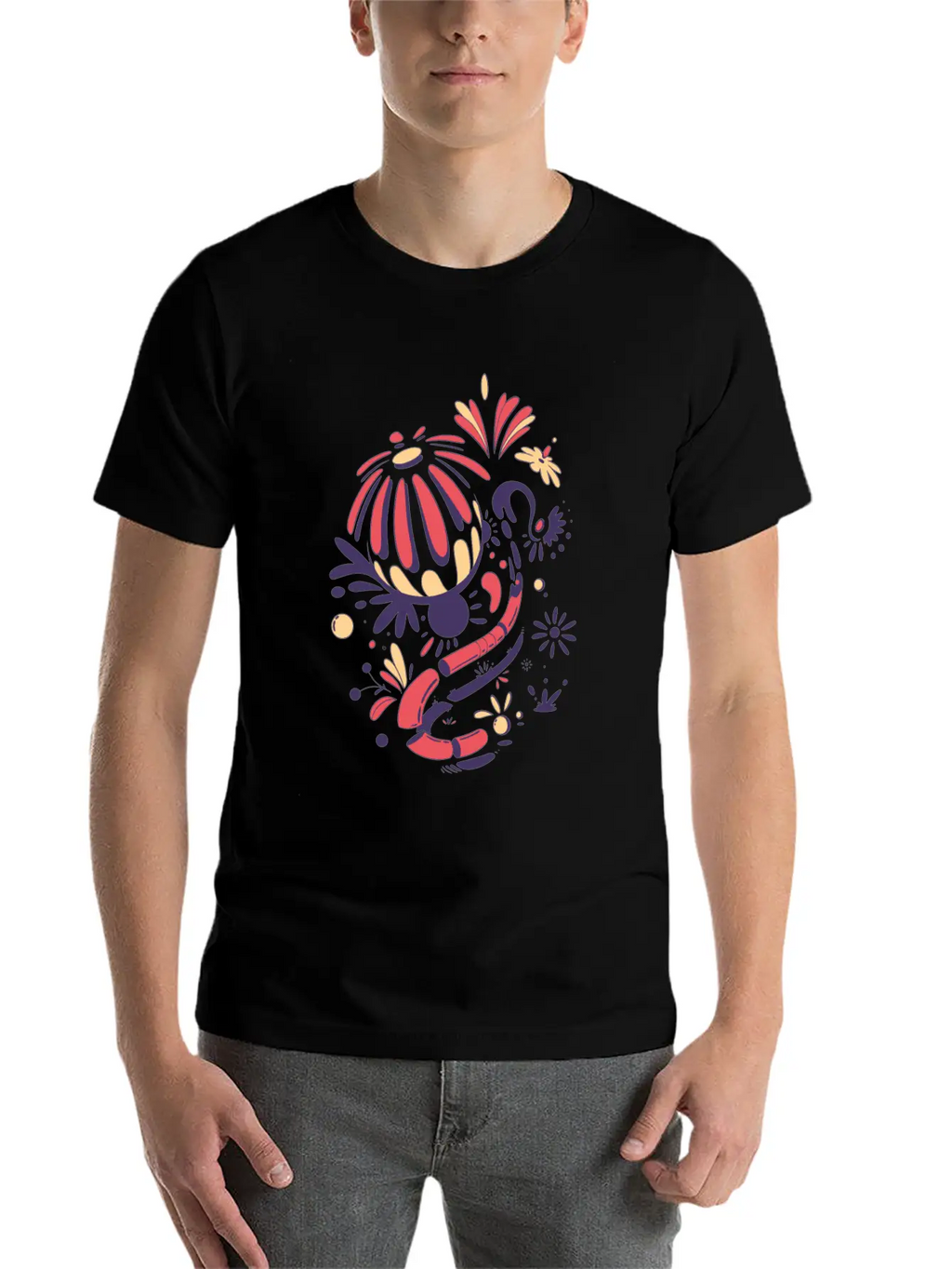 Abstract Lilies Classic Fit Graphic Tee For Daily Comfort – Unisex Cotton Shirt