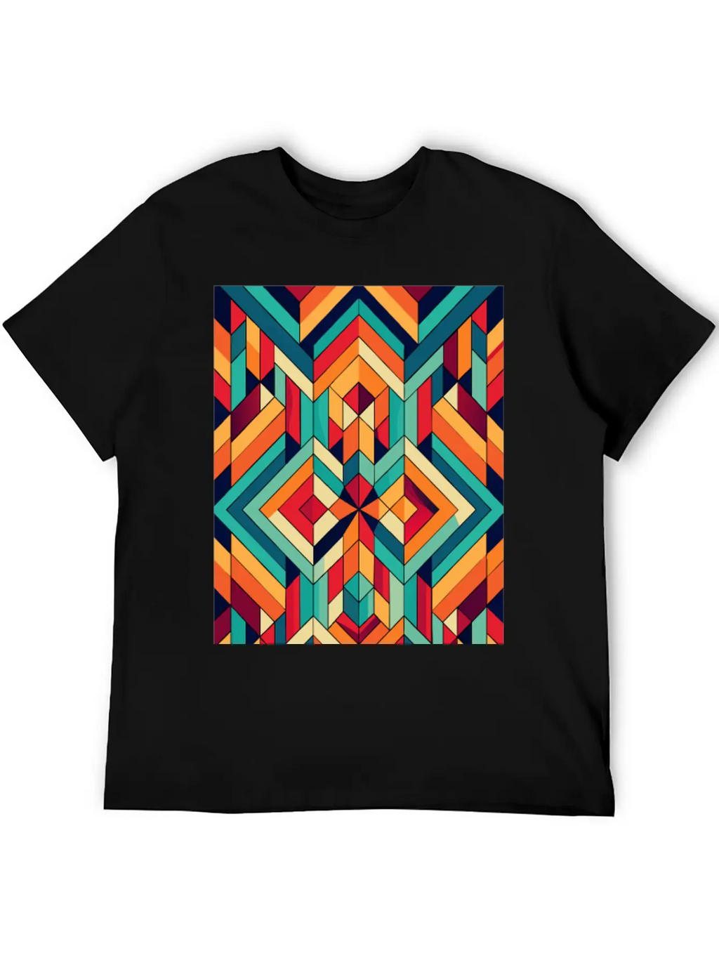 Abstract Minimal Geometric Design Classic Crew Neck Graphic Tee – Everyday Minimal Look