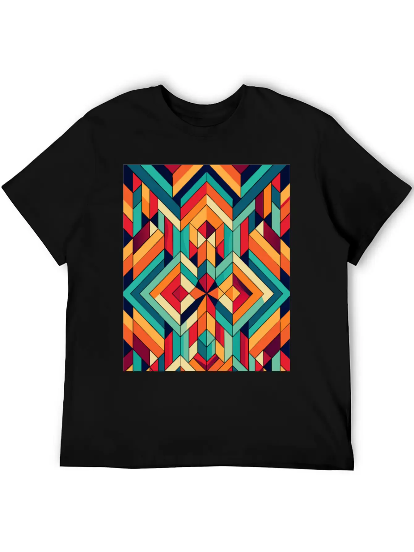 Abstract Minimal Geometric Design Classic Crew Neck Graphic Tee – Everyday Minimal Look