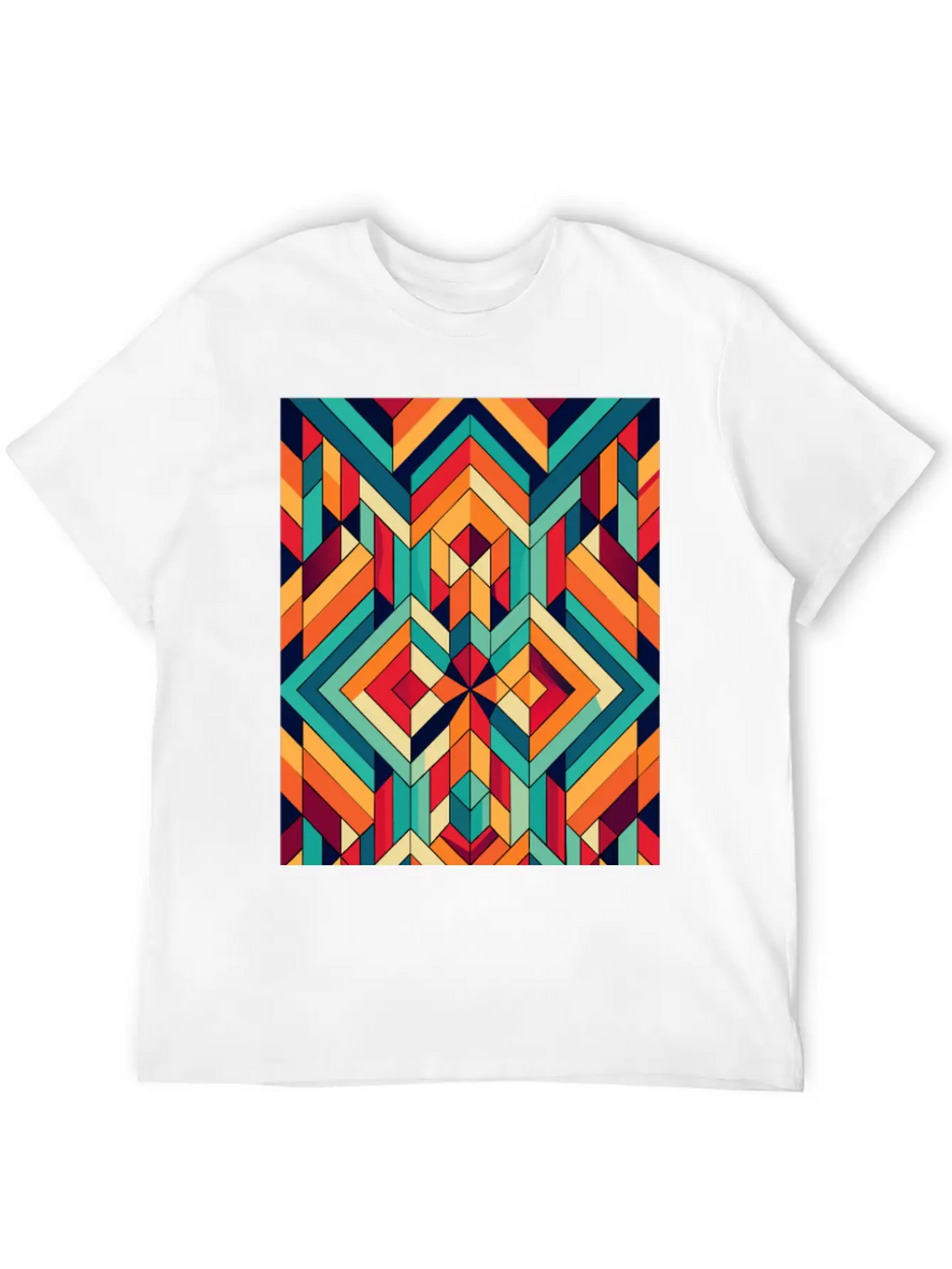 Abstract Minimal Geometric Design Classic Crew Neck Graphic Tee – Everyday Minimal Look